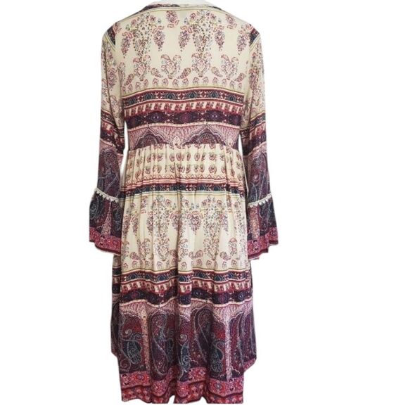 Artesia dress peasant multicolor bell sleeve Boho Western Cowgirl  S - Picture 2 of 4